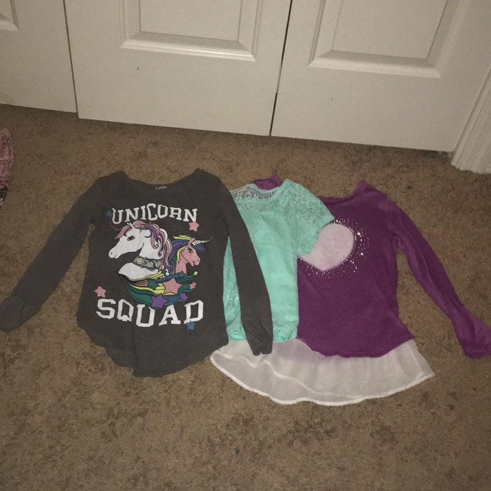 Unicorn long sleeve and Purple Sea Green Shirt